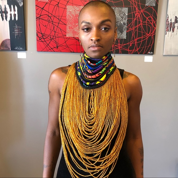 Jewelry - African Statement Festival Necklace- Choose Color